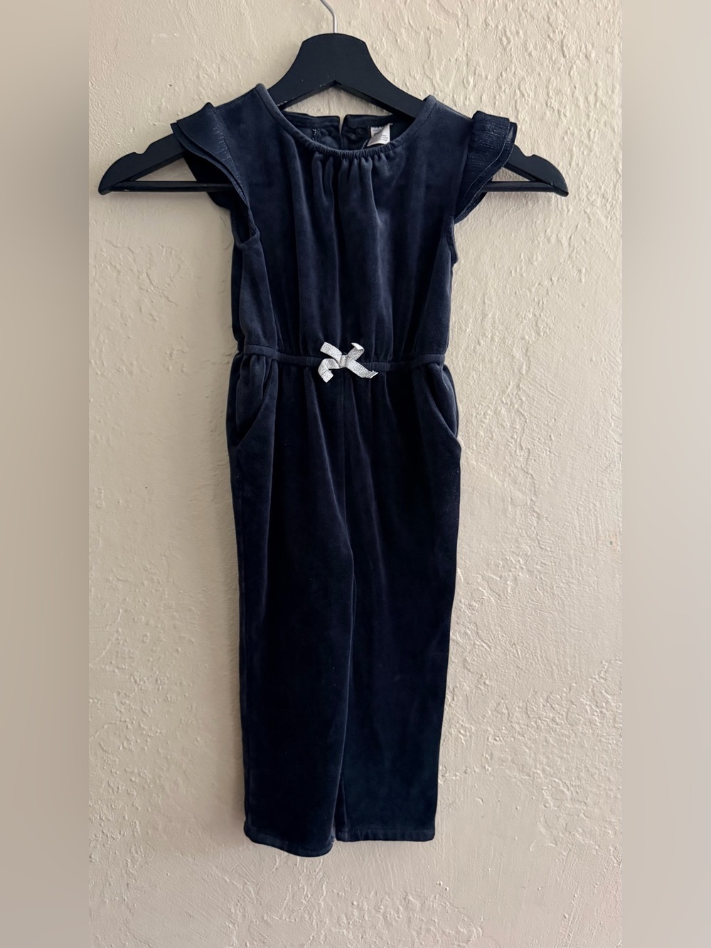 OshKosh B'gosh Black Velvet Jumpsuit with Silver Bow